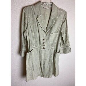 Soft Surroundings Womens Blazer Cardigan Tan Size S Notch Collar 4-Button Linen